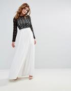 Club L High Neck Maxi Dress With Contrast Crochet Lace - White