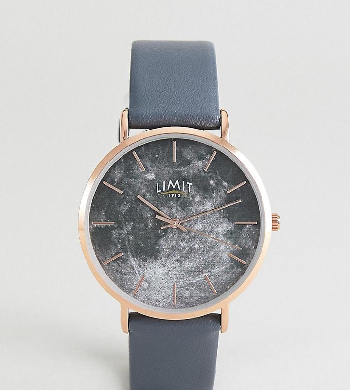 Limit Moon Dial Faux Leather Watch In Gray Exclusive To Asos 38mm - Gray