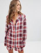 Tommy Hilfiger Silky Woven Checked Varsity Long Sleeve Shirt - Blue