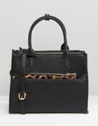 Oasis Tote Bag With Detachable Leopard Purse - Black