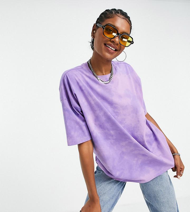 Asos Design Tall Oversized T-shirt In Tie Dye In Washed Purple