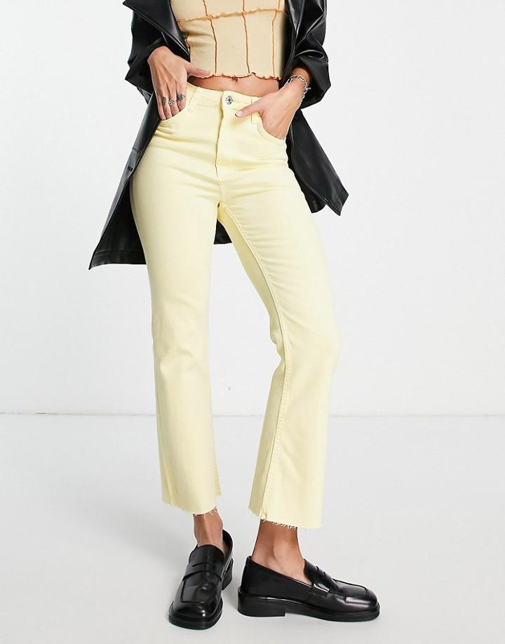 Bershka Straight Leg Pants In Lemon Yellow