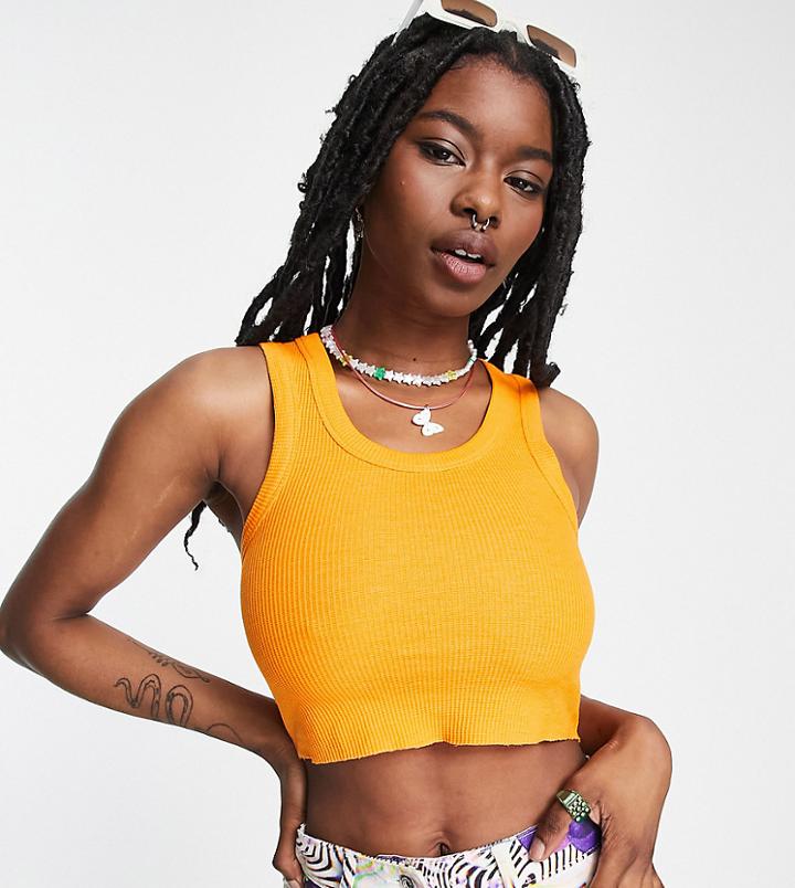 Collusion Waffle Tank Top In Orange