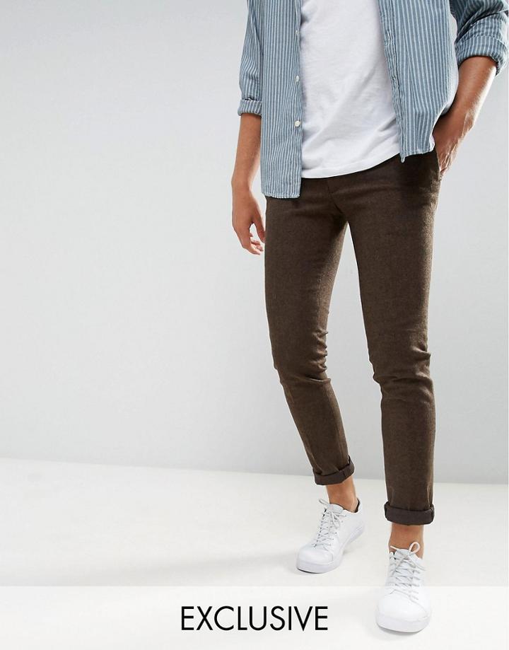 Heart & Dagger Super Skinny Smart Pants In Stretch Tweed - Brown