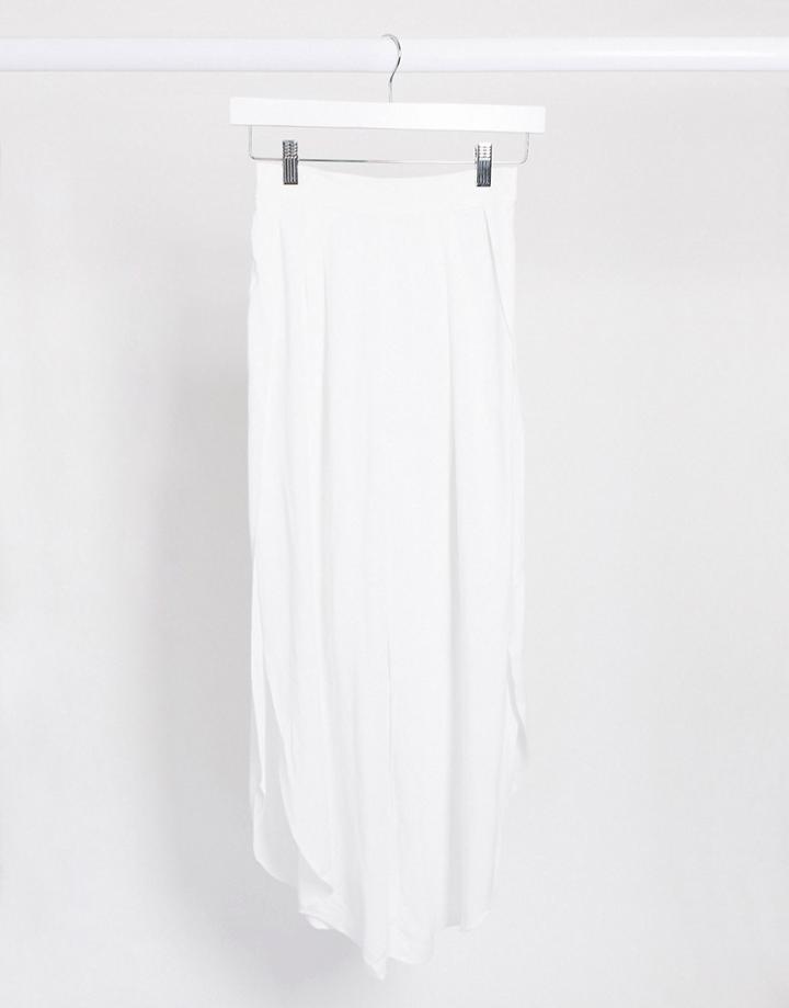 Pull & Bear Wide Leg Pants In White