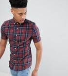Asos Design Tall Skinny Plaid Check Shirt - Red