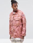 Reclaimed Vintage Camo Over Shirt In Over Dye In Regular Fit - Pink