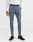 Asos Design Wedding Super Skinny Suit Pants In Blue Marl Micro Texture