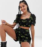 Collusion Floral Print Ruffle Edge Top-multi