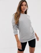 Adidas Originals Essential Mini Logo Sweatshirt In Gray Heather