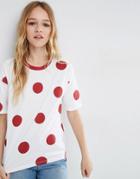 Asos Top In Polka Dot With Contrast Binding - White