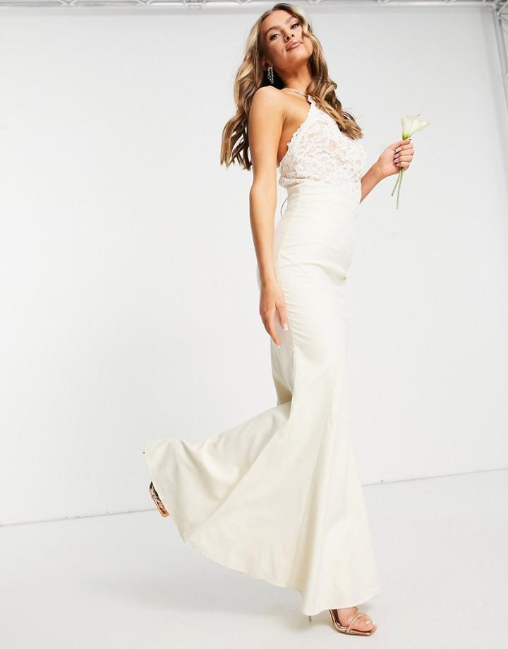 Jarlo Lace Top Maxi Dress In Ecru-white