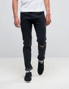 D-struct Ripped Skinny Jeans - Black