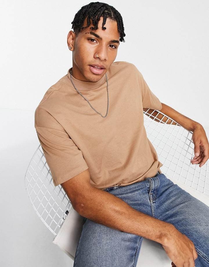 New Look Oversized Turtleneck T-shirt In Camel-neutral