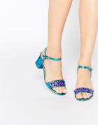 Asos Hijack Embellished Heeled Sandals - Turquoise Metallic