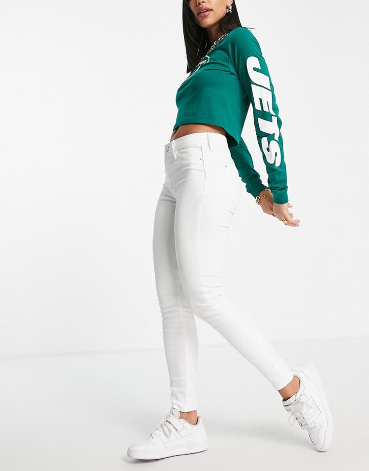 River Island Molly Sculpt Mid Rise Skinny Jeans In White