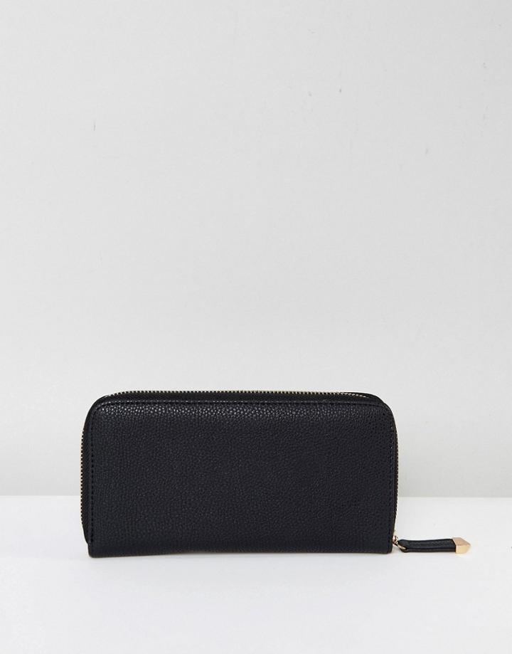 New Look Mix Material Zip Around Purse - Black