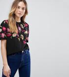 Asos Tall T-shirt With Embroidered Yoke - Black