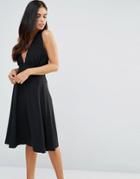 Hedonia Halterneck Midi Skater Dress - Black