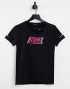 Diesel Cut Out Sleeve Graphic A2 T-shirt In Black