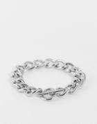Topshop Pave Chain T Bar Bracelet In Silver