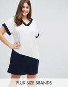 Lovedrobe Contrast V-neck Dress - Multi