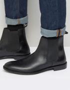 Asos Wide Fit Chelsea Boots In Black Leather - Black