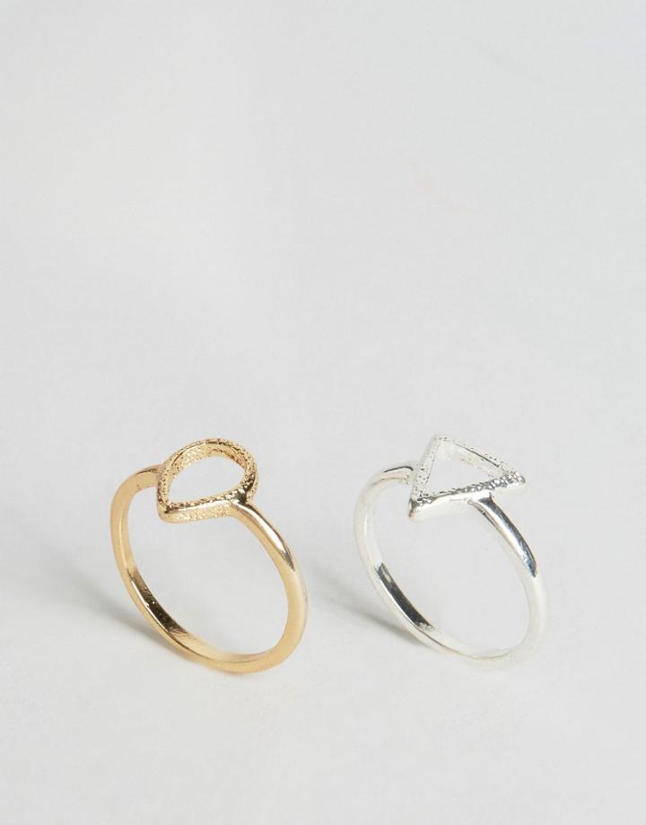 Nylon 2 Pack Gold And Silver Plated Rings - Gold