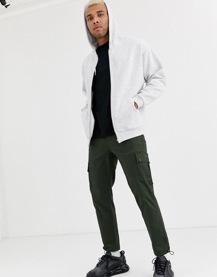 Asos Design Oversized Zip Up Hoodie In White Marl