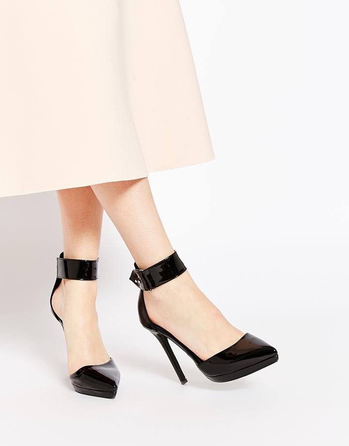 Ax Paris Darcy Ankle Strap Heeled Shoes - Black
