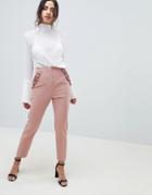 Asos Design Frill Pocket Slim Pants - Pink