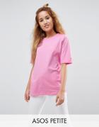 Asos Petite T-shirt In Boxy Fit With Shoulder Pad - Pink