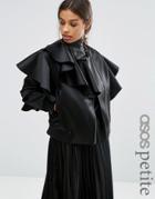 Asos Petite Ruffle Bomber - Black