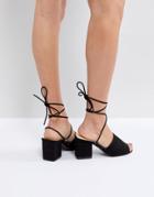 Public Desire Paddington Black Tie Up Block Heeled Sandals - Black