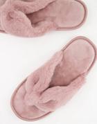 Totes Flip Flop Fluffy Slippers In Mauve-pink