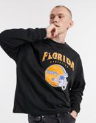 Asos Design Florida Gators Oversized Long Sleeve T-shirt With Front Baseball Print In Black