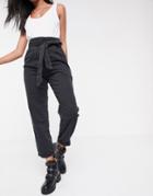 Allsaints Ralita Paperbag Waist Jeans-black