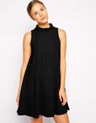 Asos Swing Dress With Wide Neck - Black