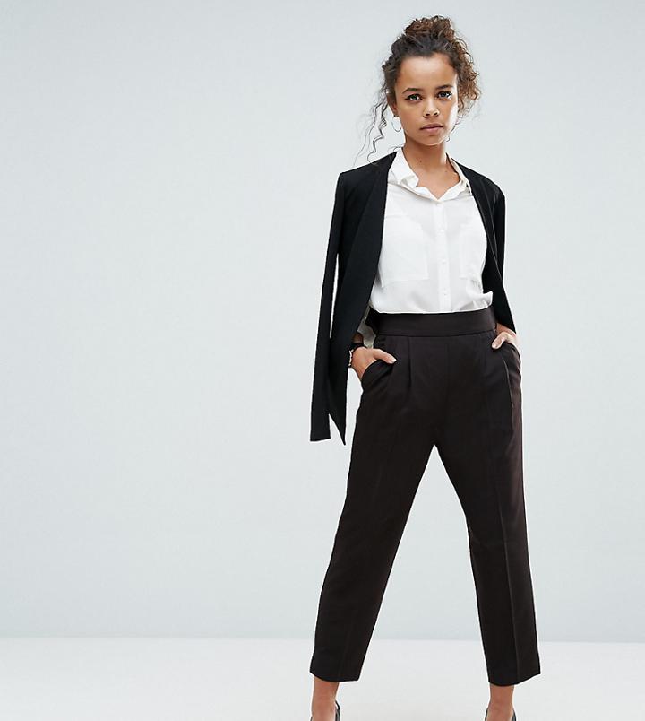 Asos Petite High Waist Tapered Pants - Black