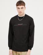Parlez Long Sleeve T-shirt With Embroidered Bar Logo In Black - Black