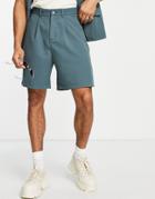 Bando Pleated Relaxed Fit Tailored Shorts In Green - Part Of A Set