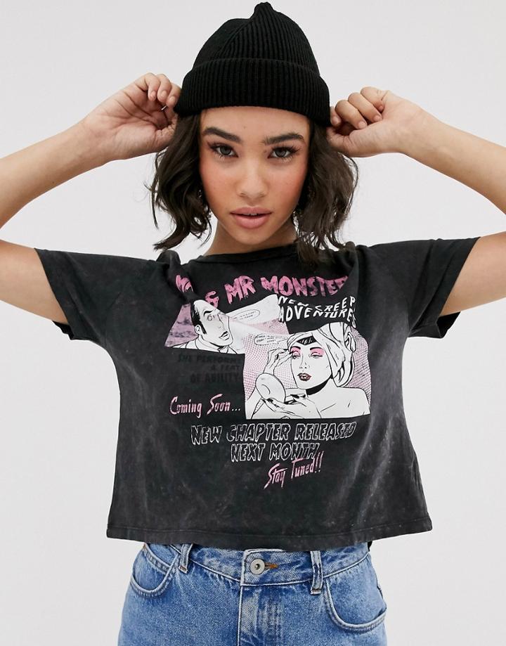 Bershka Motif T-shirt In Black - Black
