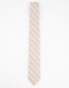 Gianni Feraud Linen Stripe Tie-white