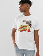 Asos Design Street Fighter Relaxed Fit T-shirt With Chest Print - White