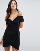 Love Bardot Cold Shoulder Dress - Black