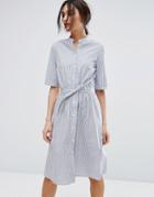 Vero Moda Pinstripe Belted Shirt Dress - Multi