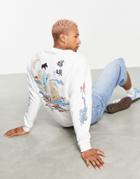 Asos Design Oversized Sweatshirt In White With Multi Placement Chinese Prints