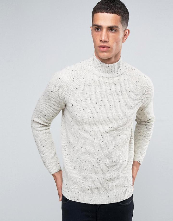 New Look Turtleneck Sweater In Cream Fleck - Cream