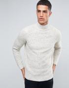 New Look Turtleneck Sweater In Cream Fleck - Cream