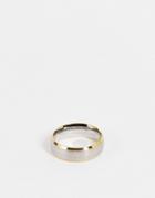 Asos Design Stainless Steel Band Ring With Brushing In Silver Tone